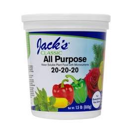 Jack's Classic 20-20-20 All Purpose Water-Soluble Fertilizer with Micronutrients to Provide General Growth on All Plants, 1.5lbs