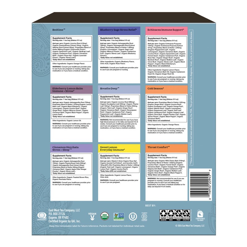 Organic Sampler Gift Box-5 Tea Bags per Flavor (45 Tea