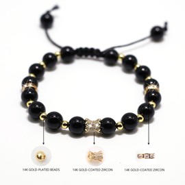 HANDFCJH JL Obsidian Beads Bracelets for Women Men's Gifts-Protection Healing Crystal Adjustable Bracelets 8mm-Gift Box Packaging