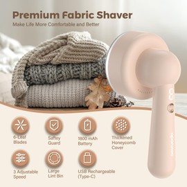 Bobble Remover for Clothes, 8W Powerful Lint Remover 3 Speeds, Fabric Shaver with 3 Shaving Heads, Fluff Shaver Brush Fuzz Debobbler for Clothes Blanket Carpet Bobbles Sweater Sofa Fibre Lint Shaver