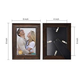 DECANIT 4x6 Picture Frames Rustic Distressed Brown Wood Pattern High Definition Glass for Table Top Display and Wall Mounting Photo Frame，Pack of 4