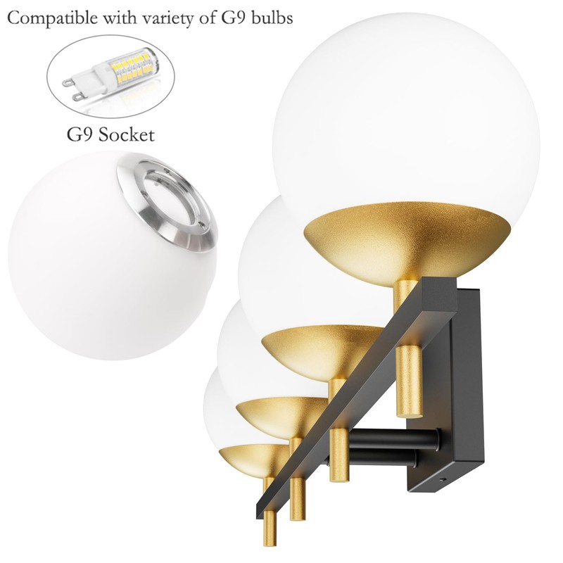 Ralbay Mid Century Modern Vanity Light Fixture 4-Light Milky Glass