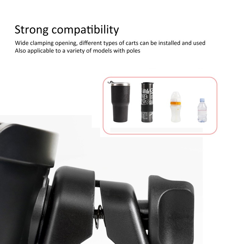 Black Stroller Cup Holder 360 Degrees Rotation Universal Drinks Holder