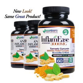 ecostream Naturals InflamEase with Turmeric, Curcumin, Enzymes and Boswellia - Vegetarian (Packaging May Vary)