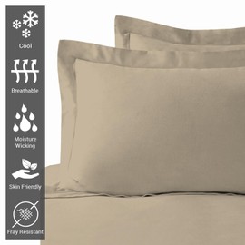 Pizuna 100% Cotton Long Pillow Cases 2 Pack 50x90cm King Size Pillow Covers Simply Taupe, 400 Thread Count Long Staple Combed Cotton Pillowcases, Luxurious Soft Sateen Large Pillowcases 2 pack