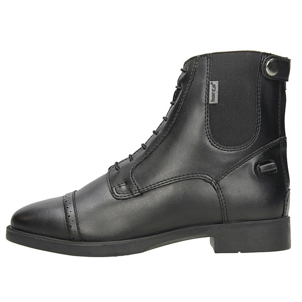 HORZE Kilkenny Kids' Unisex Equestrian Synthetic Leather Zip-Up Schooling Paddock Boots - Black - 3.5