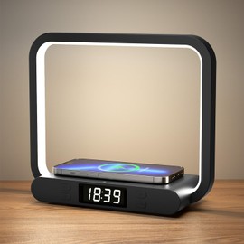 VOSFEEL Bedside Lamp with Charging Function Touch Dimmable (Black)