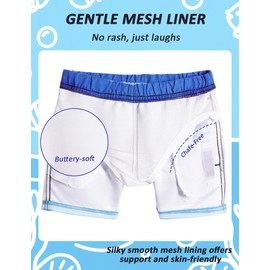 MOANOK - Traje de baño para niños con forro de malla para niños pequeños de secado rápido, cómodos pantalones cortos de playa 2-7T, A7_blue Stripes, 2 Años