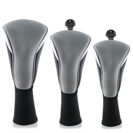 Golf Club Head Covers for Woods Long Cover Driver Hybrid Fairway, Headcovers with Interchangeable No. Tag Novelty Durable Fit Woods Clubs (Grey)