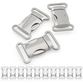 SET of 10 / 3/4 Inch Quick Clip (Steckschließer) made from chromed metal for Paracord Bracelets, strings etc., 44 MM x 18 MM-Color: Chrome Ganzoo