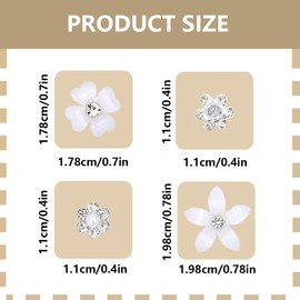 Mini Hair Pins Set, 20 Pieces Rhinestone Flower Barrettes, White Crystal Wedding Hair Accessories for Girls & Women