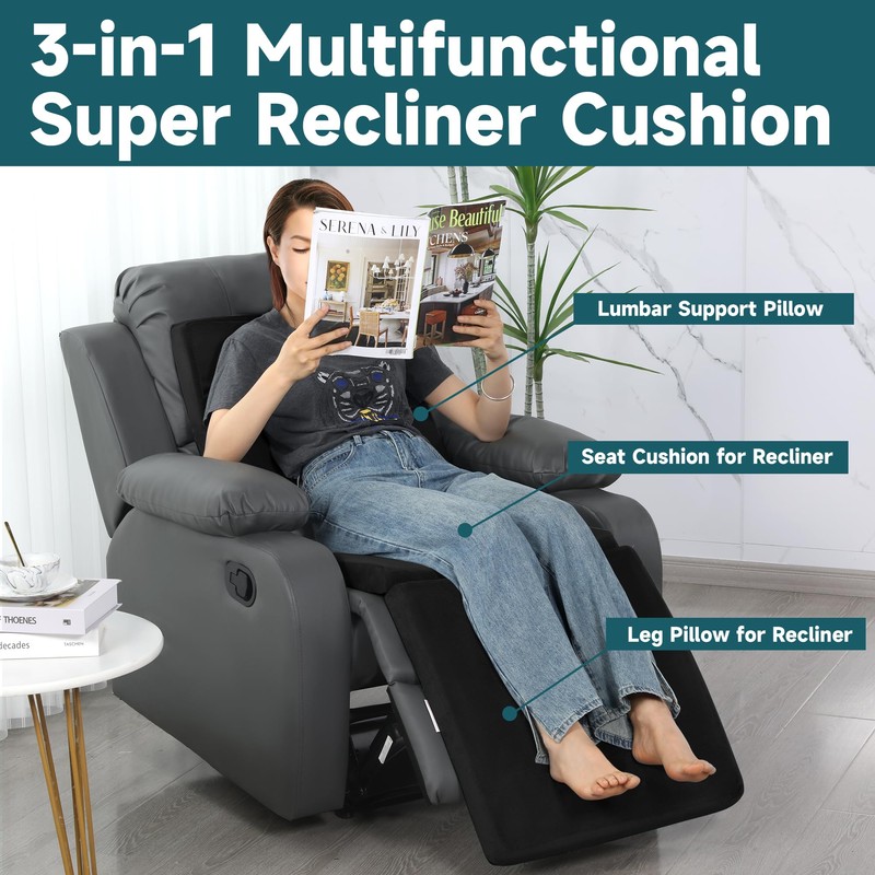 HOMBYS 3-in-1 Recliner Seat Cushion with Lumbar Support Pillow &