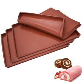 4 Stück Rollmatte aus Silikon, Swiss Roll Backmatte, Rutschfest Silikon Backblech, Backblech aus Weichem Silikon, Antihaft Silikon Backmatte Pad, Kann Verwendet Werden, um Kuchen Rollen zu Machen