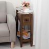 LUSUOWLZ End Table with Movable Top and Charging Station, Narrow