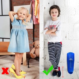 Foot Measurement Device Shoe Size Measuring Devices for Adults and Kids with Soft Tape Measure US Standard Blue