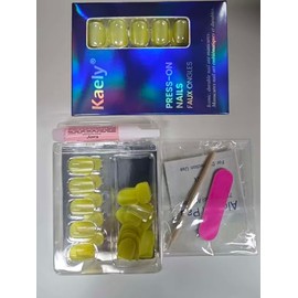 evpct Yellow Green Cat Eye Real Short Press on Nails Square, Petite Short Square Glue on Nails for Women Gift, Green Holographic Glossy Fake Nail Reusable, Soft Press on Acrylic Nail with Designs