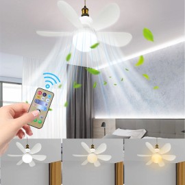 TSUINZ LED Ceiling Light Fan W/ Remote Adjustable Wind & Timer For Living Room Bedroom