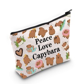 Funny Capybara Cosmetic Bag Capybara Lover Gift Peace Love Capybara Makeup Bag Cute Animal Lover Gift