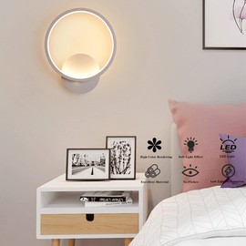 ZTWLEED LED Wandleuchte Innen,12W 1400LM Moderne Wandlampe 3 Farben Licht 3000K/4000K/6000K,Weiß Runden Wandbeleuchtung für Schlafzimmer Wohnzimmer Korridor Treppe Φ 20CM 220V