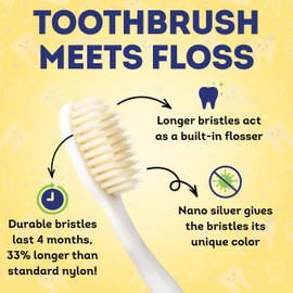 MOUTHWATCHERS Soft Flossing Toothbrushes for Kids, Pink, Ultra Clean Manual Toothbrush for Sensitive Teeth & Gums, by Dr. Plotka