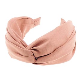 Ladies Wide Top Twist Detail Fabric Covered Headband Alice Band Wide Jersey (Dusky Pink)