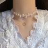 TseenYi Pearl Choker Necklace Silver Pearl Necklace Big Pearl Beaded