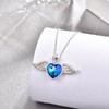 TANGPOET Angel Wings Necklace 925 Sterling Silver Love Heart Crystal