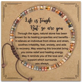 NICOLA Inspirational Gifts Anxiety Bracelets for Women, Healing Natural Stone Strength Bracelet, Encouragement - Get Well Soon Gift for Best Friend, Mum, Birthday, Graduation & Recovery Gift