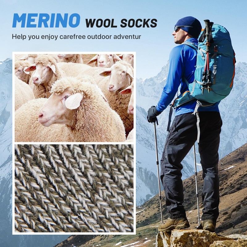 SIMIYA 5 Pairs Merino Wool Socks for Men, Super Thick