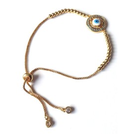 SIFRIMANIA Evil Eye Adjustable Nazar Bracelet Lucky Charms Jewelry for Women of All Ages (Beaded Chain)