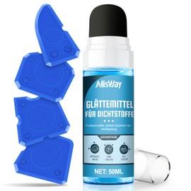 Allisway Glättmittel für Silikonfugen mit Schwammkopf, Fugenglätter mit Mehreren Winkeln, Silikonabzieher Fugenabzieher, Zum Glätten Von Frischen Fugendichtstoffen, Schöne Fugen, 50 Ml