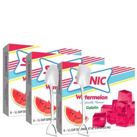 Sønic Watermelon Gelatin Dessert Mix (3-Pack, 3.94 oz Boxes) with Candy Freezer Mini Metal Shovel Spoons (Watermelon Flavor) – Metal Spoons