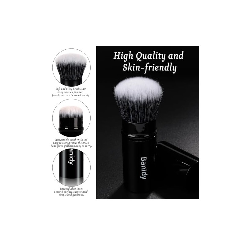 Banidy Brocha Maquillaje Kabuki Brochas Faciales Retráctiles Viajes Rubor Portátil