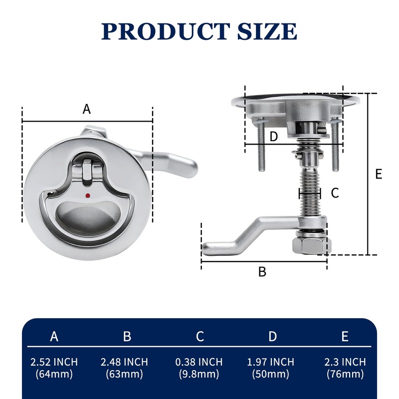 SHENGHUISS Boat Cam Latch,Flush Pull Handle,316 Stainless Steel Boat Hatch