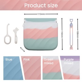 YIMINUOLAILIN Silicone Retainer Case with Lanyard & Vent Holes,Slim Cute Retainer Holder Dental Thin Container Braces Case for Girl Women Kids,with Retainer Remover Tool & Brush (Pink Green White)