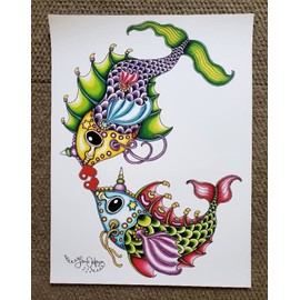 New Orleans Kissing PUCKER FISH  Jamie Hayes  SIGNED 12 x 16 Limited Edition