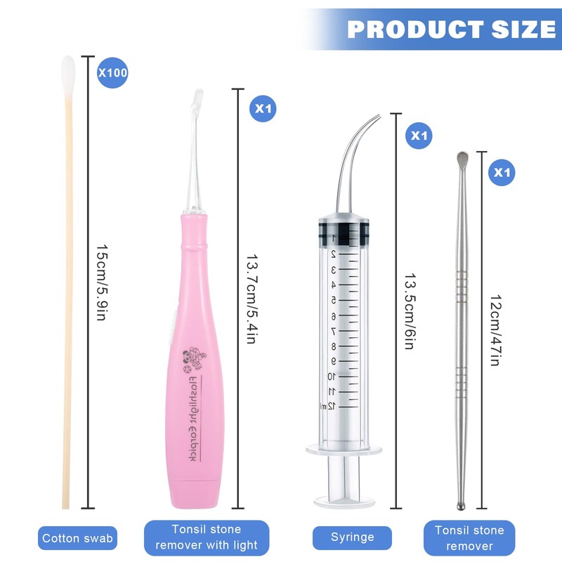 Tonsil Stone Removal Set, 1 Stainless Steel Tonsil Stone Remover