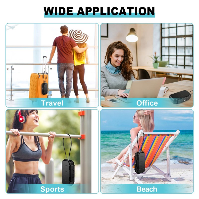 HUANLANG Portable Safe Lock Box with Combination Lock Mini Beach