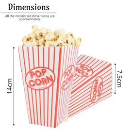 Lizzy 10pk Popcorn Containers | 14cm x 7.5cm Open-Top Popcorn Box Cinema Carton Box Movie Favor Boxes, Striped Paper Candy Container for Movie Nights Carnivals