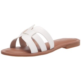 The Drop Women's Monika Flat H-Band Slide Sandal, White, 9