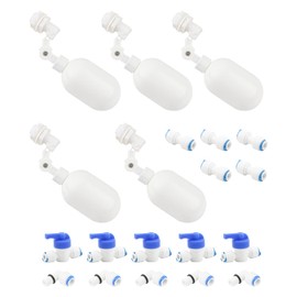 Newzoll 20 Pack Adjustable 1/4" Float Ball Valve Kit with Push-In Quick Connect Fittings for Water Filter/Purification Tanks