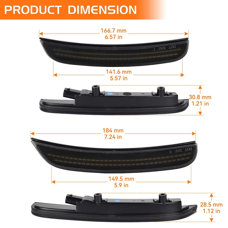 FetonAuto Blue LED Side Marker Lights for Dodge Charger 2015