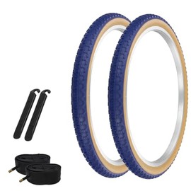 PRO+ Pair of Bicycle TIRE 24" X 1.75" Blue/Gum SIDEWALL COMP III Tread (2) Tires W/Tubes & TIRE LEVERS BMX Bike P-104A