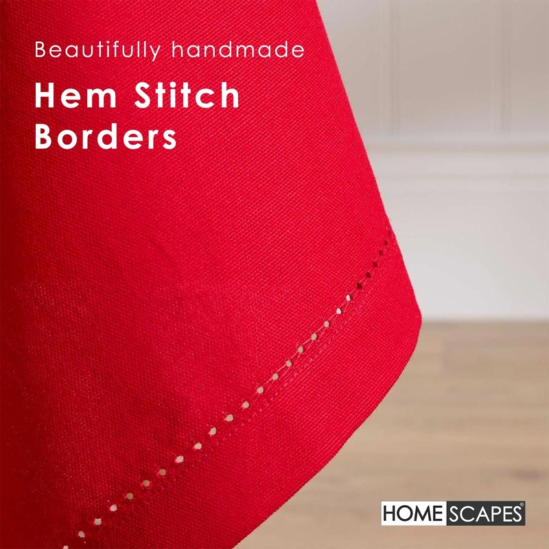 HOMESCAPES Red Cotton Round Tablecloth 6 to 8 seater Large