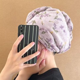 Paquete de 3 toallas de pelo de microfibra para mujer, turbante de secado rápido con cierre de botón, toalla de secado suave absorbente para cabello rizado, largo y grueso, toalla de cabeza