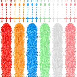 Taiyin 200 Pcs 120 Pcs/200Pcs Cross Necklaces Bulk 16 Inch Plastic Cross Rosary Necklace for Boys Girls, Prayer Crossed Beads Rosaries Catholic Bulk for Church Religious Homeless Easter Gifts