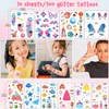 Dawnglow Skin-friendly children's tattoos, 10 sheets of glitter tattoos, cartoon