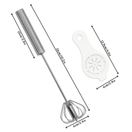 10 inch Hand Push Whisk,Semi-Auto Egg Whisk Hand Push Press Whisk Rotating Push Mixer Milk Frother Egg Beater with Egg White Filter Separator for Whisking, Beating, Stirring