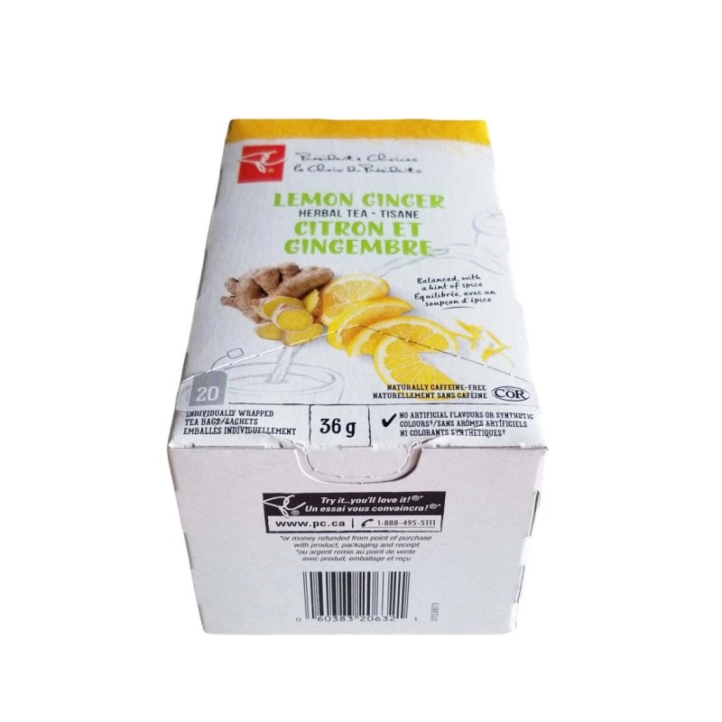 Loblaws Inc. President's Choice Lemon Ginger Herbal Tea, 20ct, 40g/1.4