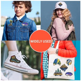 Woohome 15 PCS Patch Embroidered Landscape Iron on Applique Patch for Craft, Sewing, Clothing, Other Fabrics